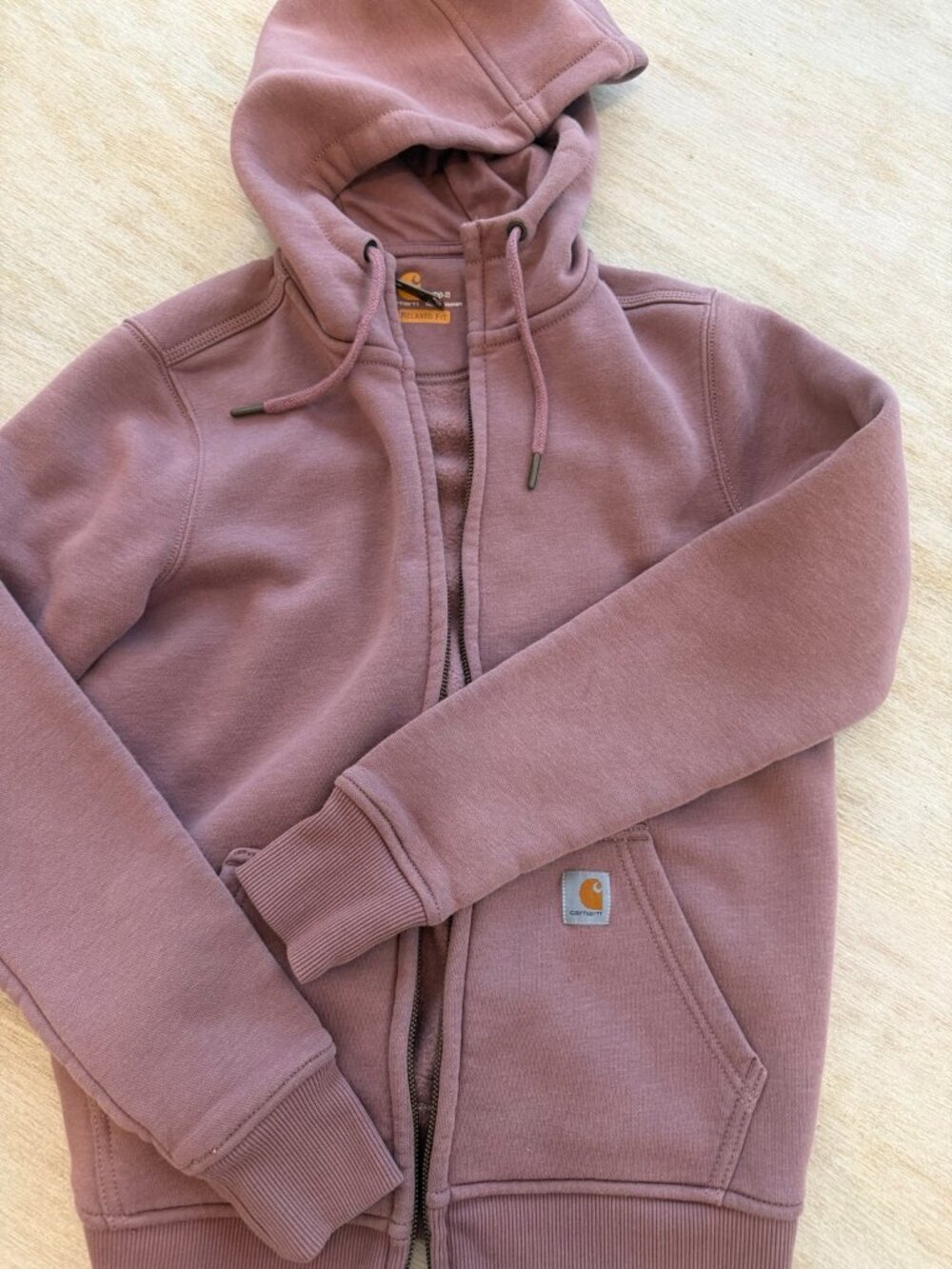 Carhartt Women’s Relaxed Fit Full Zip Hoodie Mauve Pink XS